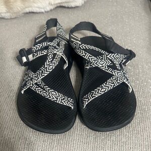 Chaco Black and White Patterned Sandals